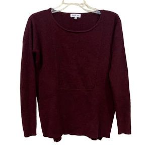 Knyt & Lynk garnet dark purple cashmere side zipper sweater size small